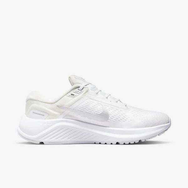 Nike Air Zoom Structure 24 Straßen Laufschuhe Damen Weiß Platin Platin Metal Silber | NK697RLV