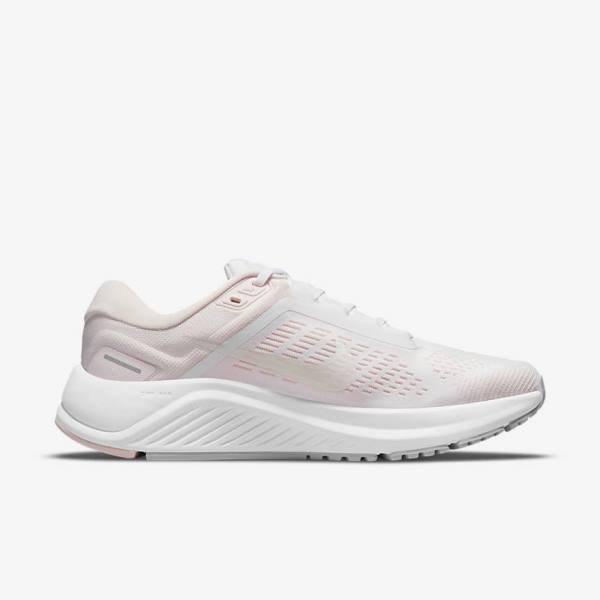 Nike Air Zoom Structure 24 Straßen Laufschuhe Damen Weiß Hellrosa Grau Grün | NK752ZHU