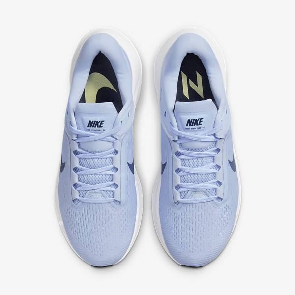 Nike Air Zoom Structure 24 Straßen Laufschuhe Damen Hellblau Weiß Navy Navy | NK812DQL