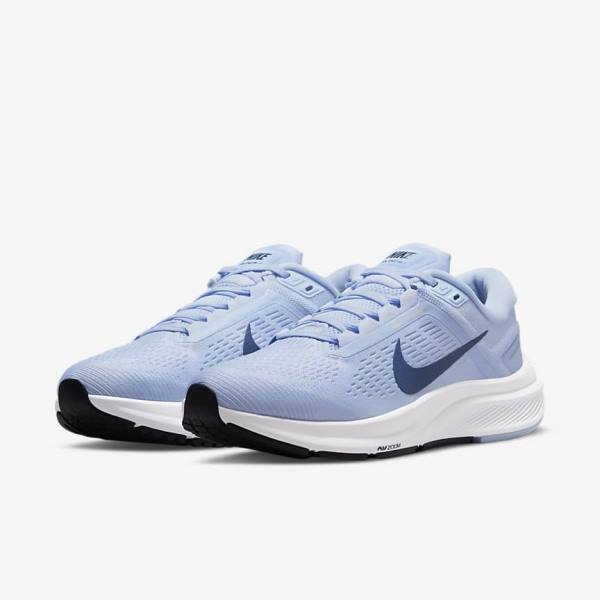 Nike Air Zoom Structure 24 Straßen Laufschuhe Damen Hellblau Weiß Navy Navy | NK812DQL