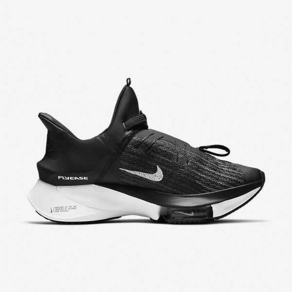 Nike Air Zoom Tempo NEXT% FlyEase Easy On-Off Straßen Laufschuhe Herren Schwarz Weiß | NK586XIZ