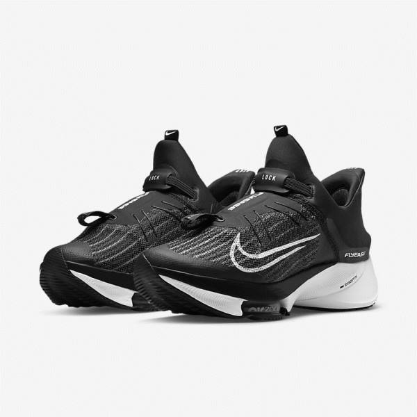 Nike Air Zoom Tempo NEXT% FlyEase Easy On-Off Straßen Laufschuhe Herren Schwarz Weiß | NK586XIZ