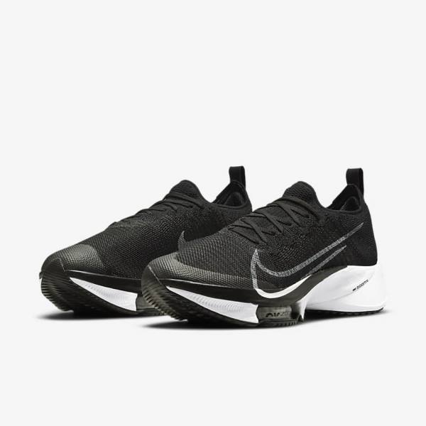 Nike Air Zoom Tempo NEXT% Straßen Laufschuhe Herren Schwarz Dunkelgrau Platin Weiß | NK643CUF