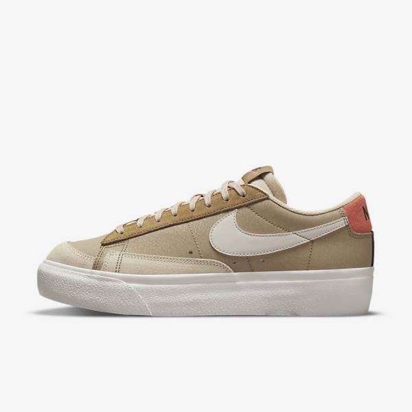 Nike Blazer Low Plattform SP Sneakers Damen Khaki Hellbeige | NK784QJS