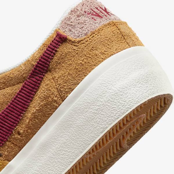 Nike Blazer Low Plattform Sneakers Damen Gold Rosa Bordeaux | NK130GAB