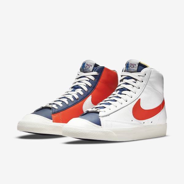 Nike Blazer Mid 77 EMB Sneakers Herren Weiß Blau Orange | NK632MHX