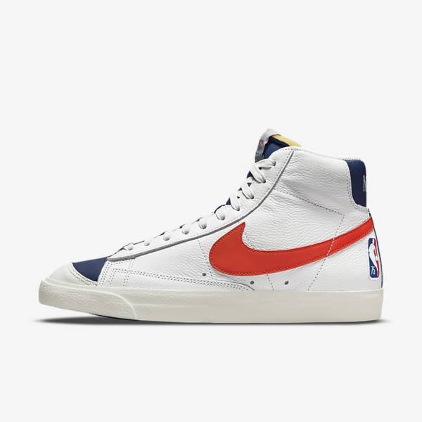 Nike Blazer Mid 77 EMB Sneakers Herren Weiß Blau Orange | NK632MHX