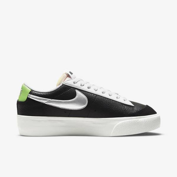 Nike Blazer Plattform Sneakers Damen Schwarz Weiß Grün Metal Silber | NK015QDB