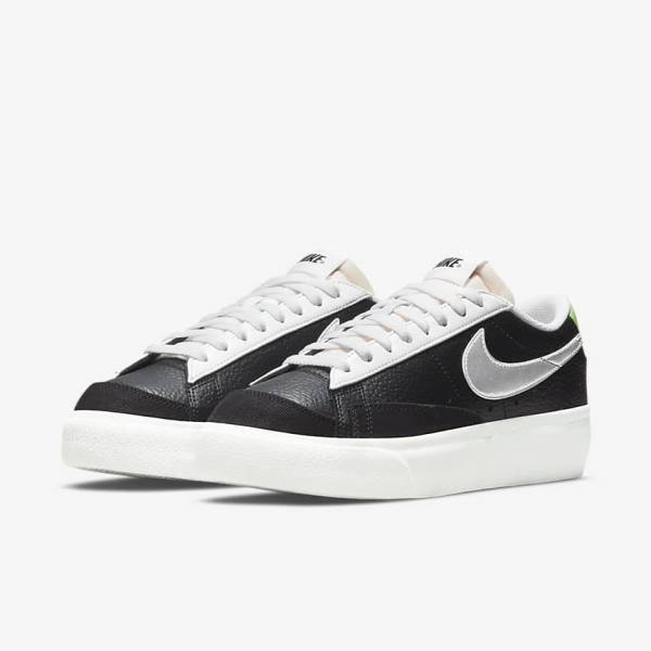 Nike Blazer Plattform Sneakers Damen Schwarz Weiß Grün Metal Silber | NK015QDB