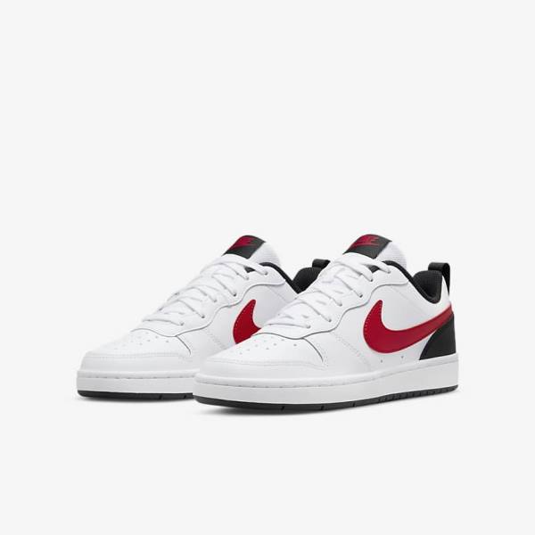 Nike Court Borough Low 2 Older Sneakers Kinder Weiß Schwarz Rot | NK571SYN