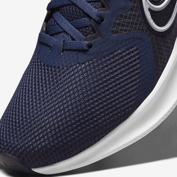 Nike Downshifter 11 Straßen Laufschuhe Herren Navy Dunkelschwarz Weiß | NK547IWF