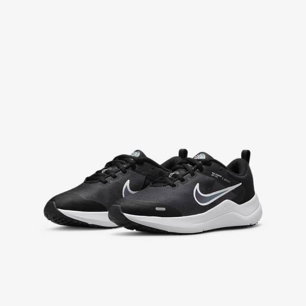 Nike Downshifter 12 Older Straßen Laufschuhe Kinder Schwarz Dunkelgrau Weiß | NK751VAG