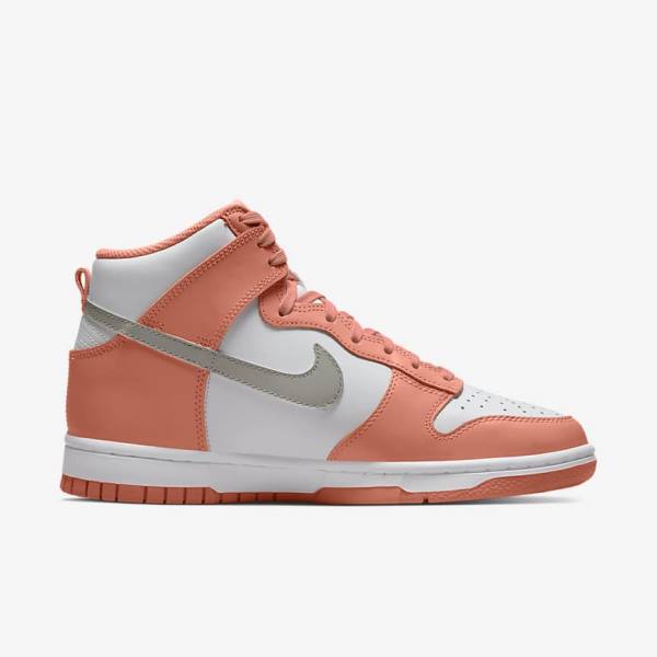 Nike Dunk High Sneakers Damen Rot Weiß Hell | NK406COF