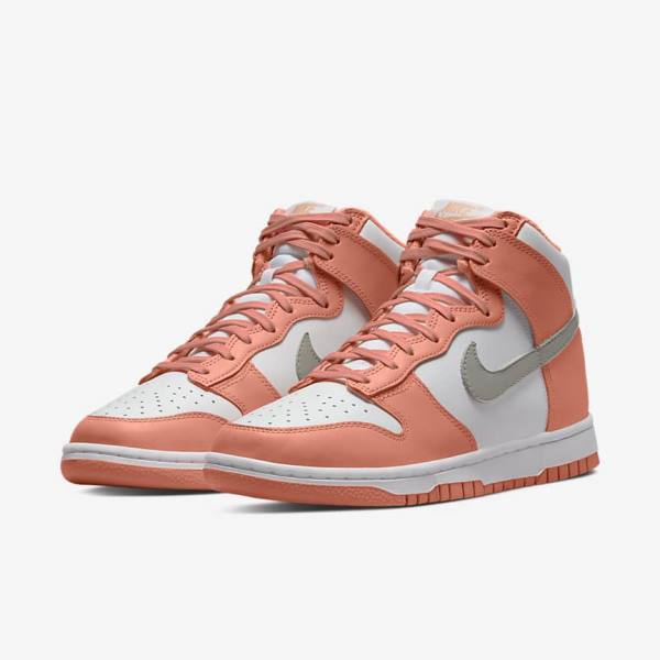 Nike Dunk High Sneakers Damen Rot Weiß Hell | NK406COF