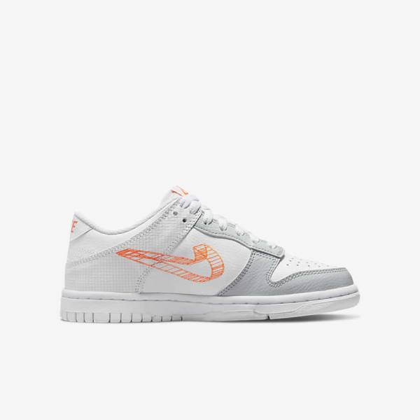 Nike Dunk Low SE Older Sneakers Kinder Weiß Platin Orange | NK403OZT