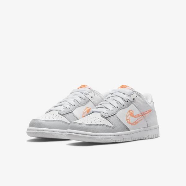 Nike Dunk Low SE Older Sneakers Kinder Weiß Platin Orange | NK403OZT