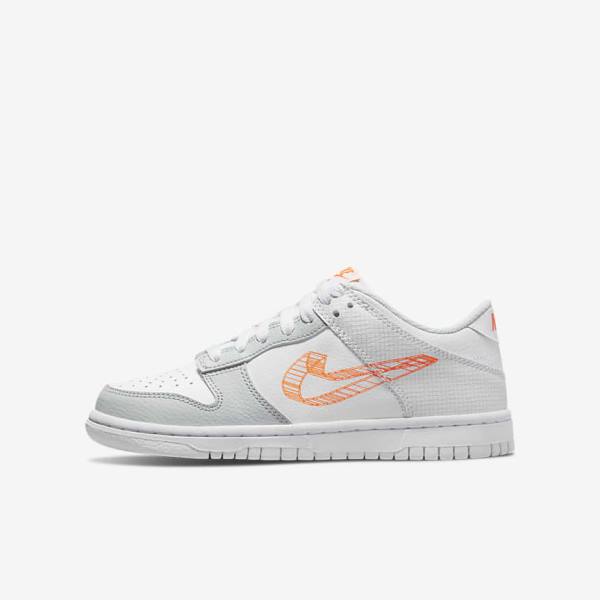 Nike Dunk Low SE Older Sneakers Kinder Weiß Platin Orange | NK403OZT