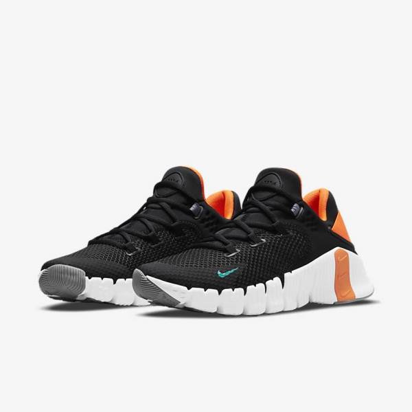 Nike Free Metcon 4 Sportschuhe Damen Schwarz Orange Weiß Türkis | NK738TXZ