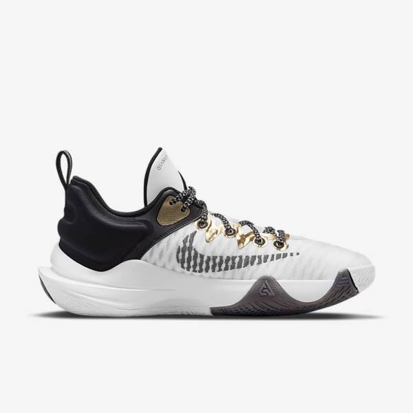 Nike Giannis Immortality Basketballschuhe Herren Weiß Schwarz Metal Gold | NK307KNC