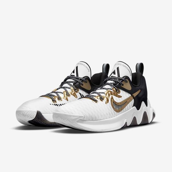 Nike Giannis Immortality Basketballschuhe Herren Weiß Schwarz Metal Gold | NK307KNC