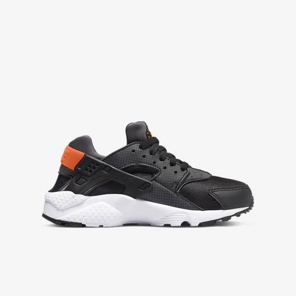 Nike Huarache Run Older Sneakers Kinder Schwarz Orange Grau Weiß | NK307GHL