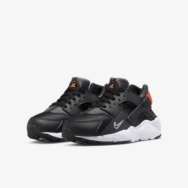 Nike Huarache Run Older Sneakers Kinder Schwarz Orange Grau Weiß | NK307GHL