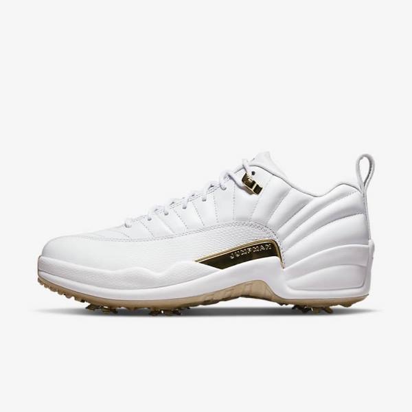 Nike Jordan XII G Golfschuhe Herren Weiß Metal Gold Weiß | NK851ZSU