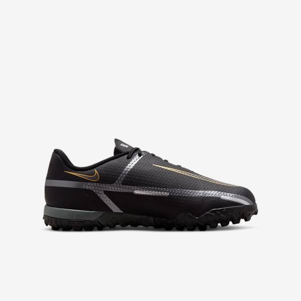 Nike Jr. Phantom GT2 Academy TF Older Turf Fußballschuhe Kinder Schwarz Metal Gold Dunkelgrau Metal Dunkelgrau | NK867CSX