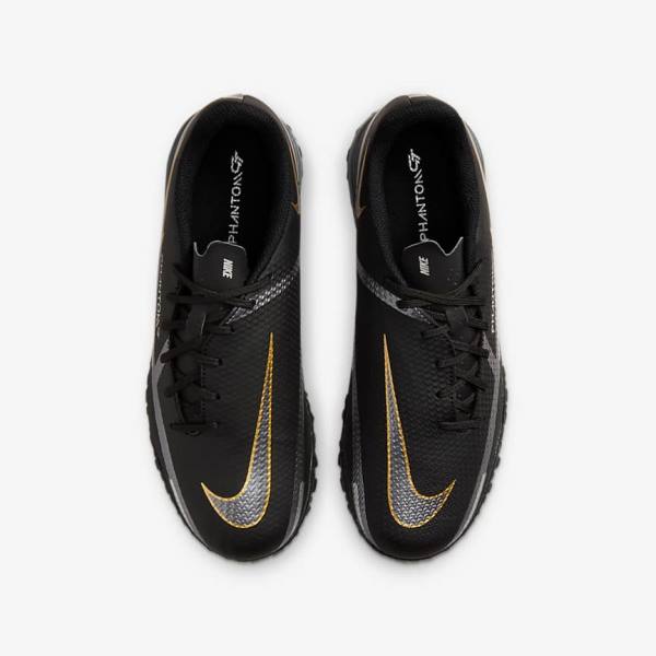 Nike Jr. Phantom GT2 Academy TF Older Turf Fußballschuhe Kinder Schwarz Metal Gold Dunkelgrau Metal Dunkelgrau | NK867CSX