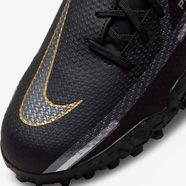 Nike Jr. Phantom GT2 Academy TF Older Turf Fußballschuhe Kinder Schwarz Metal Gold Dunkelgrau Metal Dunkelgrau | NK867CSX