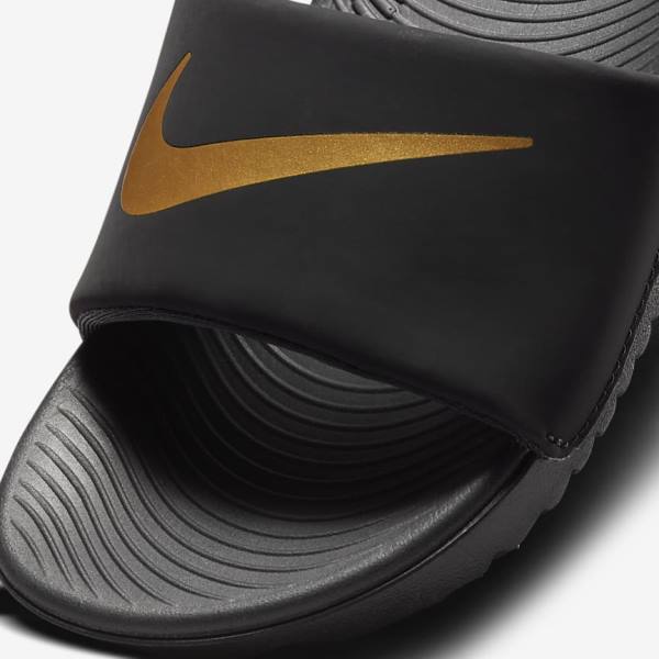 Nike Kawa Older Badelatschen Kinder Schwarz Metal Gold | NK021NVT