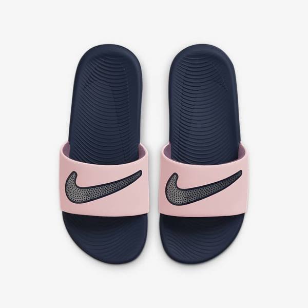 Nike Kawa SE Older Badelatschen Kinder Rosa Navy Metal Silber | NK390KYC