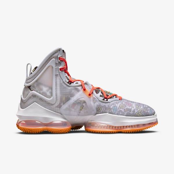 Nike LeBron 19 Basketballschuhe Damen Grau Orange Hellrot Grün | NK269SOK