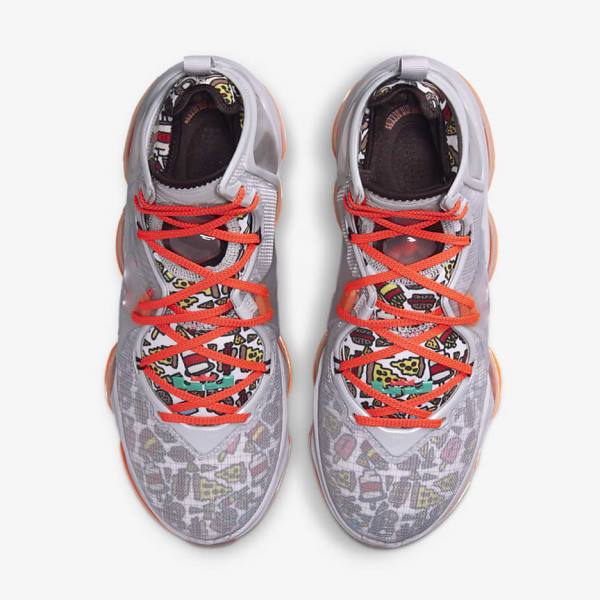 Nike LeBron 19 Basketballschuhe Damen Grau Orange Hellrot Grün | NK269SOK