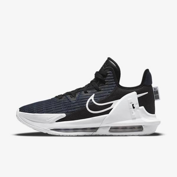 Nike LeBron Witness 6 Basketballschuhe Damen Schwarz Dunkelschwarz Weiß | NK328JIP