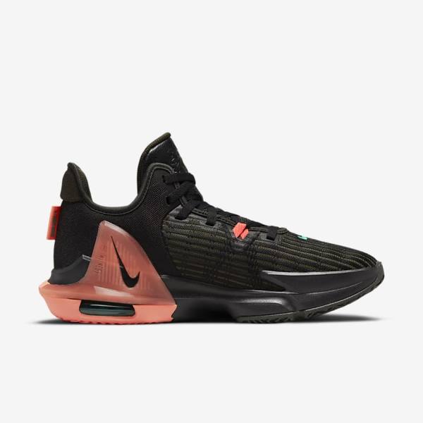 Nike LeBron Witness 6 Basketballschuhe Damen Schwarz Rot Metal Silber | NK946ADI