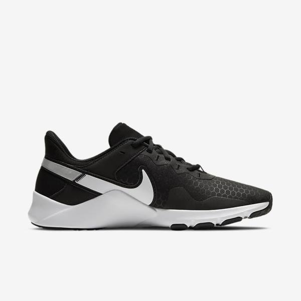 Nike Legend Essential 2 Sportschuhe Herren Schwarz Metal Silber Weiß | NK375HSP