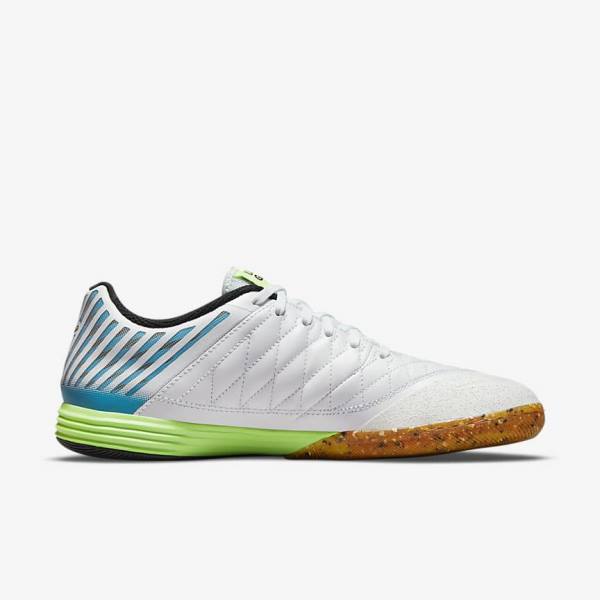 Nike Lunar Gato II IC Indoor Court Fußballschuhe Herren Weiß Hellblau Schwarz Schwarz | NK073FEA