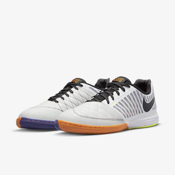 Nike Lunar Gato II IC Indoor Court Fußballschuhe Herren Weiß Gelb Schwarz | NK793MDS