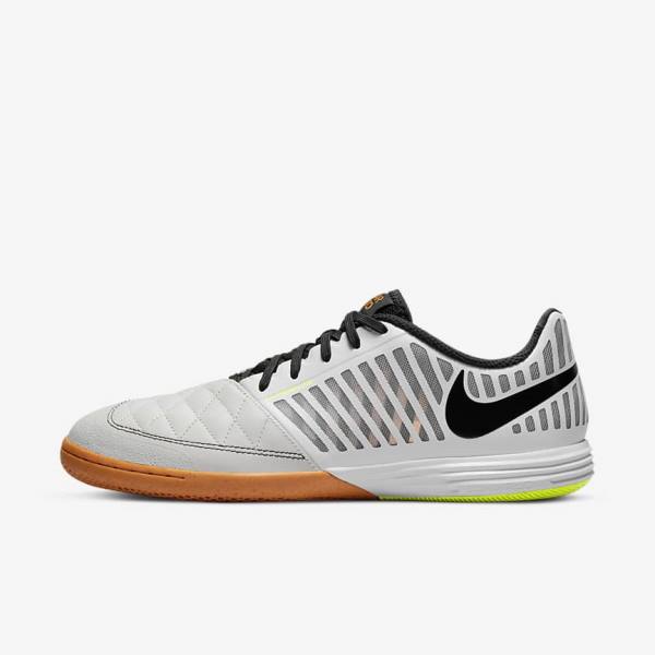 Nike Lunar Gato II IC Indoor Court Fußballschuhe Herren Weiß Gelb Schwarz | NK793MDS