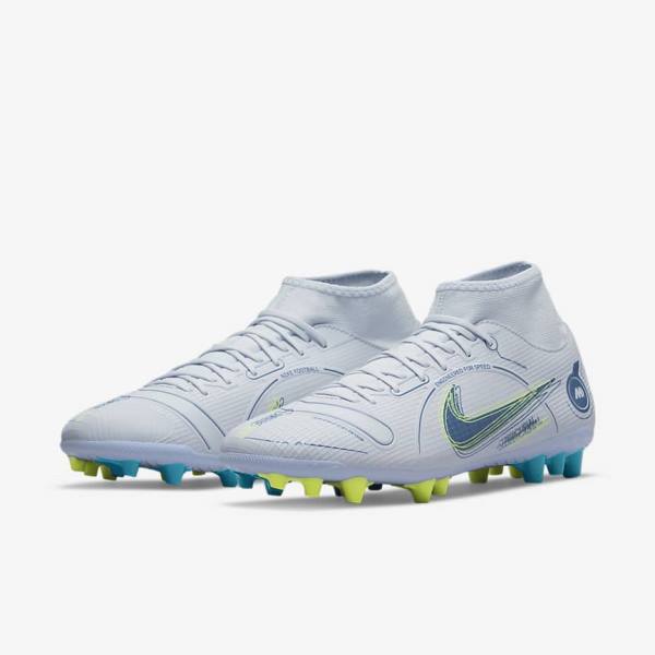 Nike Mercurial Superfly 8 Academy AG Artificial-Grass Fußballschuhe Herren Grau Hellblau Dunkelblau | NK350LAW