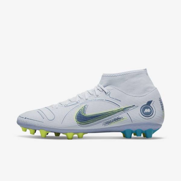 Nike Mercurial Superfly 8 Academy AG Artificial-Grass Fußballschuhe Herren Grau Hellblau Dunkelblau | NK350LAW