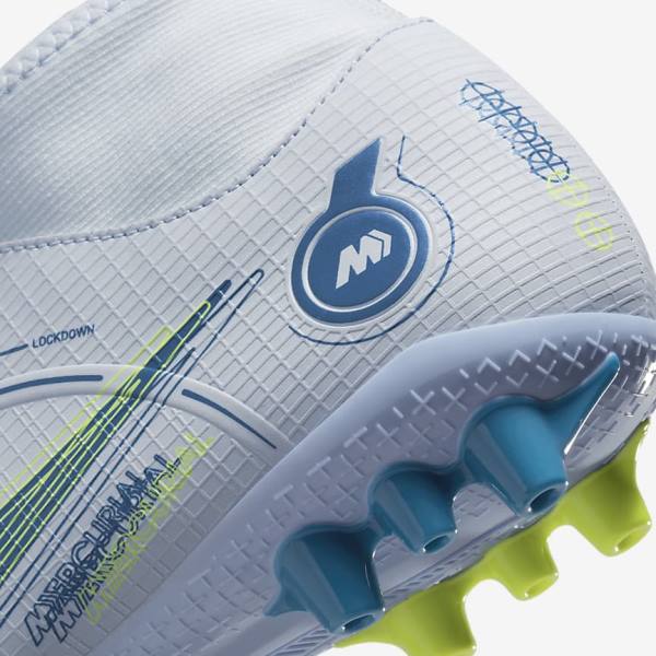 Nike Mercurial Superfly 8 Academy AG Artificial-Grass Fußballschuhe Damen Grau Hellblau Dunkelblau | NK524CIE