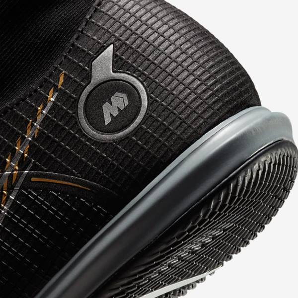 Nike Mercurial Superfly 8 Academy IC Indoor-Court Fußballschuhe Herren Schwarz Metal Silber Grau Metal Gold | NK280MFO