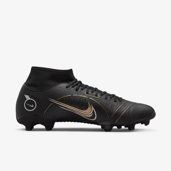 Nike Mercurial Superfly 8 Academy MG Multi-Grounds Fußballschuhe Damen Schwarz Metal Silber Grau Metal Gold | NK178RDE