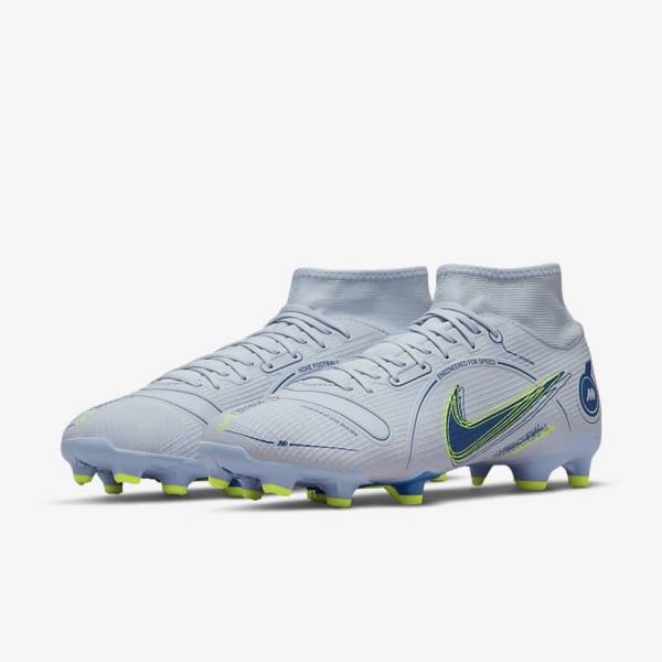 Nike Mercurial Superfly 8 Academy MG Multi-Grounds Fußballschuhe Herren Grau Hellblau Dunkelblau | NK609PNQ