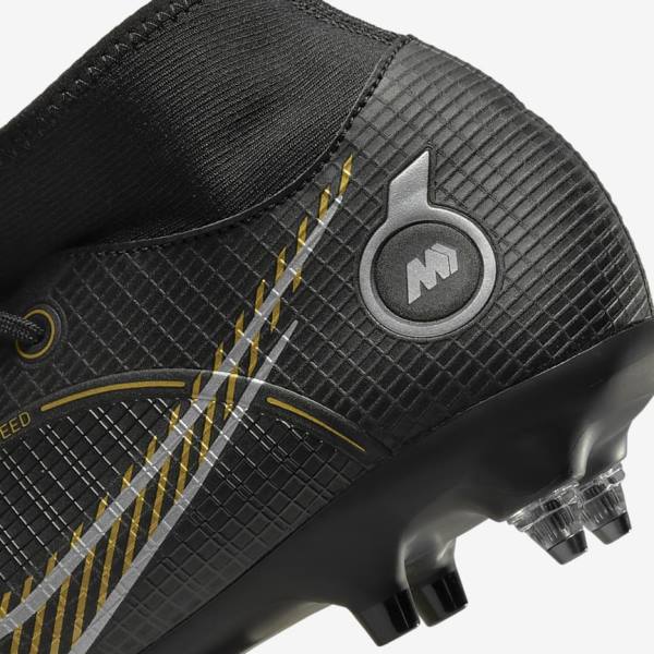 Nike Mercurial Superfly 8 Academy SG-PRO Anti-Clog Traction Soft-Grounds Fußballschuhe Damen Schwarz Metal Silber Grau Metal Gold | NK310COH