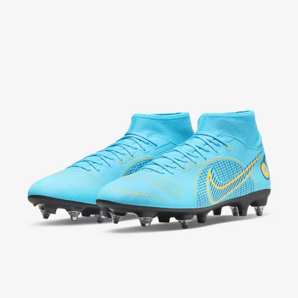 Nike Mercurial Superfly 8 Academy SG-PRO Anti-Clog Traction Soft-Grounds Fußballschuhe Herren Blau Orange | NK406GHJ