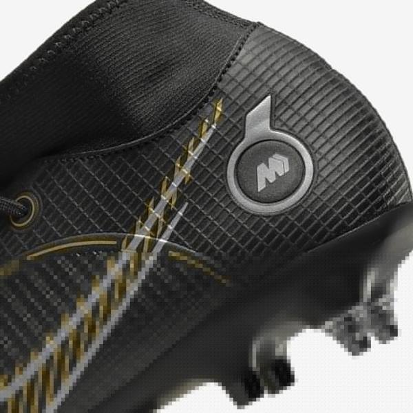 Nike Mercurial Superfly 8 Academy SG-PRO Anti-Clog Traction Soft-Grounds Fußballschuhe Herren Schwarz Metal Silber Grau Metal Gold | NK931AMH