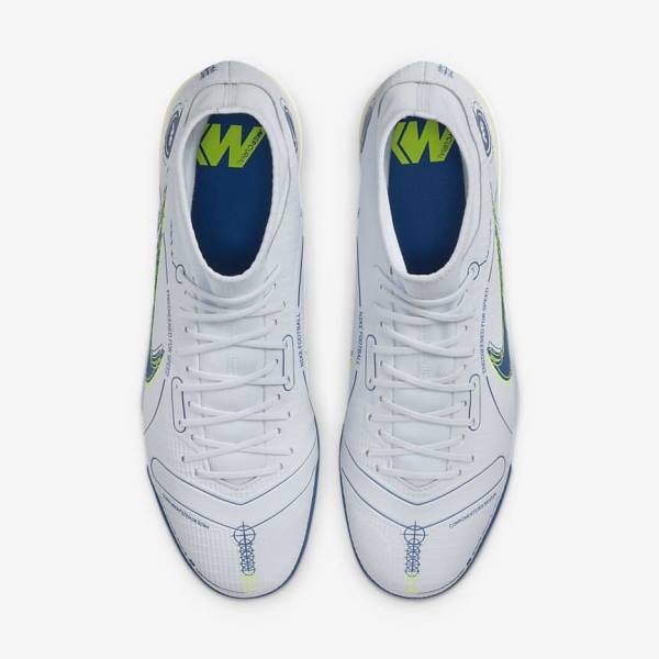 Nike Mercurial Superfly 8 Academy TF Turf Fußballschuhe Damen Grau Hellblau Dunkelblau | NK568NAI